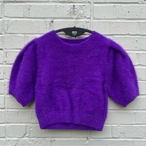Day + Moon cropped soft fuzzy sweater top